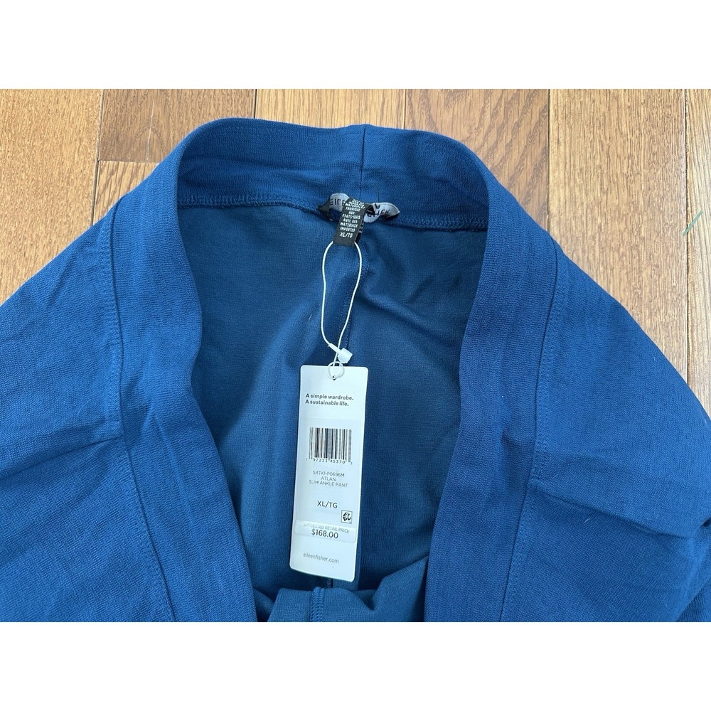 NEW Eileen Fisher Slim Washable Crepe Ankle Pants Blue Atlan Career Size XL NWT - Picture 9 of 11